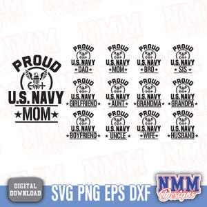 Proud Navy Family SVG PNG | Navy Sister, Brother, Mom, Dad, Aunt, Uncle, Grandma & Grandpa Digital Cut Files