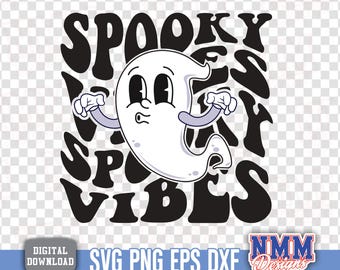 Spooky Vibes SVG Bundle: Retro Halloween Grafik (Digitaler Download)