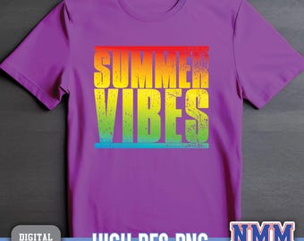Neon Sonnenschein Strandleben PNG Bundle: Distressed Sommer Grafiken (Digitaler Download