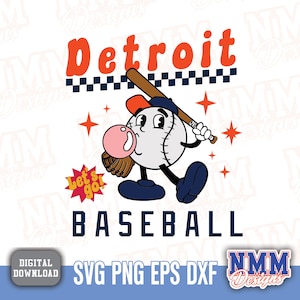 Detroit Baseball SVG | Retro Design für Cricut, Vinyl Schnitt Dateien, Bügelbild | PDF & PNG Formate enthalten