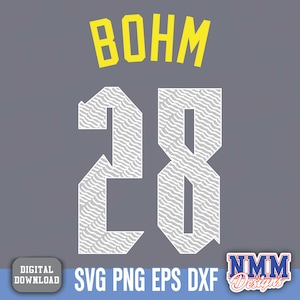 Böhm Jersey svg png, pdf , svg Dateien für Cricut, Vinylschnittdatei, für Shirts und Tassen, Aufbügeln für den Schulsport