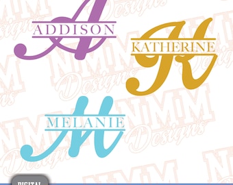 Split Monogram Alphabet SVG: 26 Individual Cut Files (PNG, PDF)