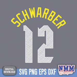 Schwarber Jersey svg png, pdf , svg Dateien für Cricut, Vinylschnittdatei, für Shirts und Tassen, Aufbügeln für den Schulsport