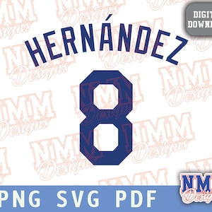 Hernández Jersey svg png, pdf, svg-bestanden voor de cricut, vinyl gesneden bestand, voor shirts en mokken, opstrijkbare schoolsport
