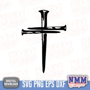 Drei Nägel Kreuz SVG Schnitt Datei Glaube Jesus Kruzifix Christian Religiöse Vinyl Schneiden Silhouette Cricut Glowforge Laser Design