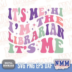 Bibliotecário da moda, sou eu PNG | Camiseta engraçada de leitura | Presentes para bibliotecários escolares | Download digital para amantes de livros