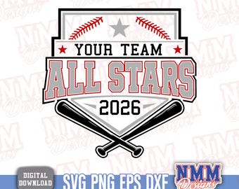 All Stars Baseball SVG PNG, Allstars Templater, Baseball Svg, Baseball Template svg, Baseball Mom, All Star Svg, Baseball All Star Game Svg