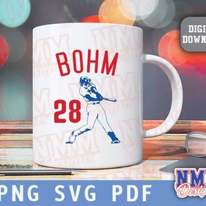 Bohm #28 Baseball SVG: Philly Fan T-shirt & Mugg Klippfil (Digital Nedladdning) bild 2