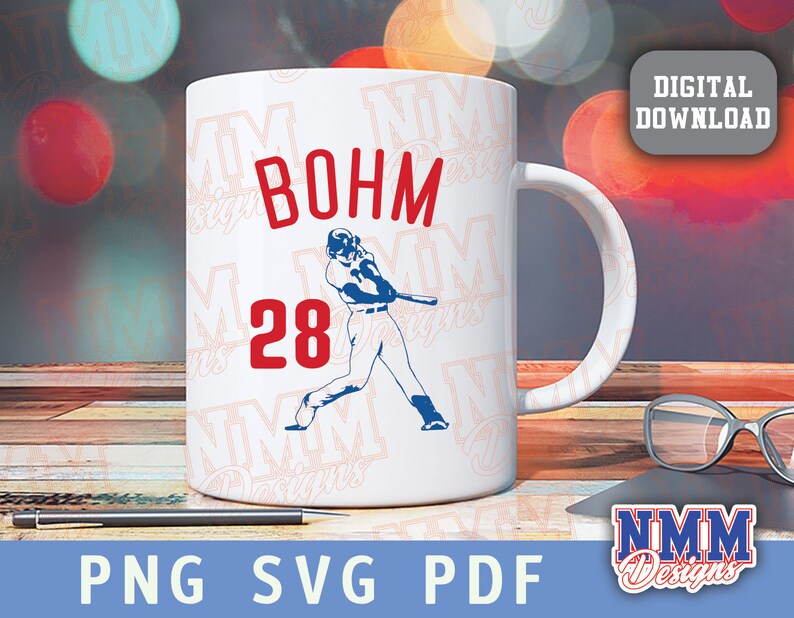 Bohm #28 Baseball SVG: Philly Fan T-shirt & Mugg Klippfil (Digital Nedladdning) bild 2