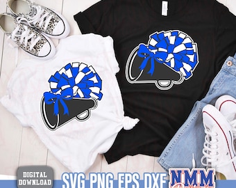 Cheer Megaphone & Pom Pom SVG: DIY Cheerleader Apparel (Digital Download)