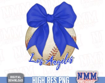 Los Angeles Baseball Coquette Bow PNG | Digital Clipart for Cricut & Sublimation Designs