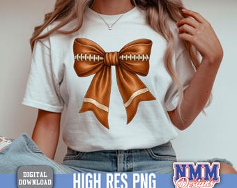 Coquette Football Bow PNG, Game Day Design (Digital Download)