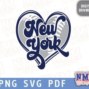 NY Baseball SVG - Camisa de beisebol de Nova York SVG, arquivo de corte digital para download e clip art para projetos de sublimação