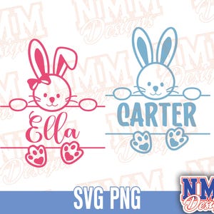 Svg de lapin de Pâques, lapin split svg, svg visage de lapin, nom de cadre SVG, monogramme de Pâques SVG, svg de Pâques, monogramme de lapin svg, svg de nom de bébé