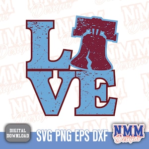 Clipart SVG de beisebol da Filadélfia | Design PNG de esportes da Filadélfia LOVE para Cricut e Sublimação | Arquivo de corte para camisa de mãe de beisebol