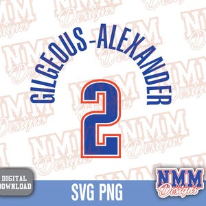 Gilgeous-Alexander Jersey svg png, pdf, svg-bestanden voor de cricut, vinyl gesneden bestand, voor shirts en mokken, opstrijkbare schoolsport