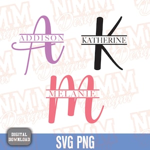Split-Monogramm Alphabet SVG, Ai, PNG, Split-Monogramm Rahmen Alphabet, Schnittdatei für Cricut, Silhouette, 26 einzelne SVG-Png-Dxf-Schnittdateien