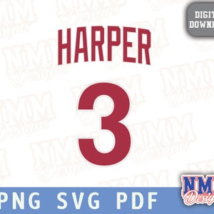 Harper Jersey svg png, pdf , svg Dateien für Cricut, Vinylschnittdatei, für Shirts und Tassen, Aufbügeln für den Schulsport