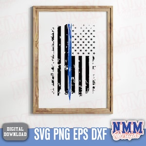 Blue Line US Flag: Police Support PNG SVG (Digital Download) image 8