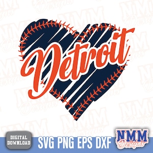 Pacchetto SVG di Detroit Baseball - File PNG, PDF per Cricut, disegni da tagliare in vinile e da stirare