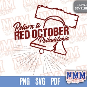 Octubre Rojo Filadelfia Deportes SVG PNG, PDF, archivos SVG para Cricut, archivo de corte de vinilo, planchado Entrenamiento de primavera de béisbol