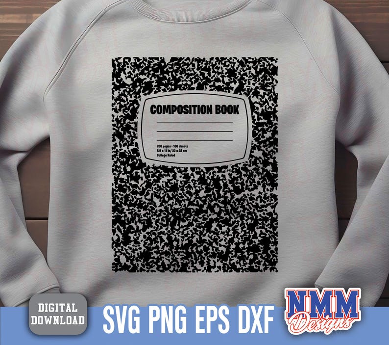 Composition Notebook SVG PNG: Cricut & Silhouette Journal Cover Designs ...