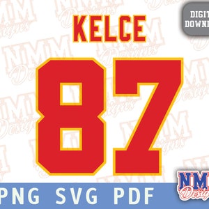 Kelce Jersey svg png, pdf, arquivos svg para cricut, arquivo de corte de vinil, para camisas e canecas, ferro em esportes escolares