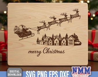 Christmas SVG Laser File Merry SVG Engraving Design for Cutting Board Gift