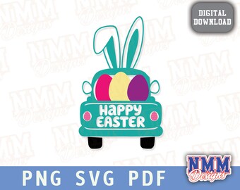Happy Easter Bunny Car SVG: Rabbit Cricut Silhouette (Digital Download)
