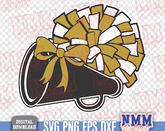 Cheer Megaphone & Pom Pom SVG: DIY Cheerleader Apparel (Digital Download)