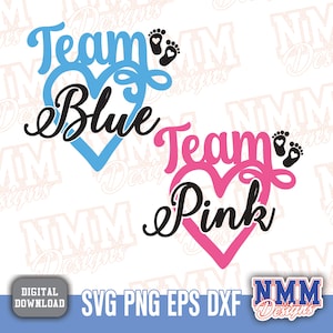 Ensemble SVG révélateur de sexe : équipe rose bleu, faire-part de bébé attend, garçon ou fille Cricut & Silhouette fichiers