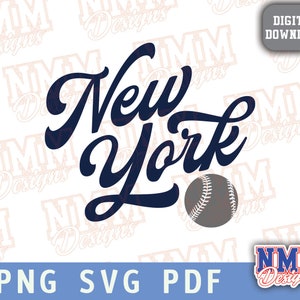 Arquivo de corte SVG de beisebol de Nova York - PNG de beisebol de Nova York para Cricut, projetos de vinil termocolante, download digital de design esportivo