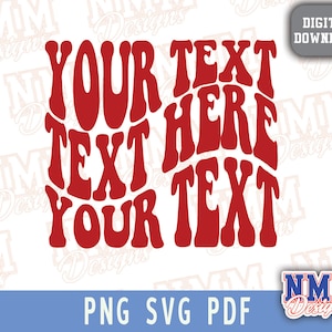 Aangepaste golvende tekst Svg, aangepaste golvende letters svg, aangepaste golvende lettertype svg, aangepaste golvende gestapelde svg, aangepaste golvende lettertype aangepaste golvende retro svg pdf png