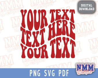 Custom Wavy Text Svg, Custom wavy letters svg, custom wavy font svg, custom wavy stacked svg, custom wavy font custom wavy retro svg pdf png