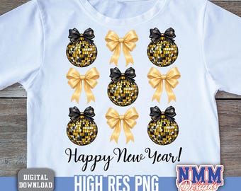Happy New Year 2026 PNG, Gold Glitter Party Clipart, Fireworks Design, Holiday T-Shirt Sublimation