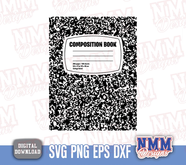 Composition Notebook SVG PNG: Cricut & Silhouette Journal Cover Designs ...