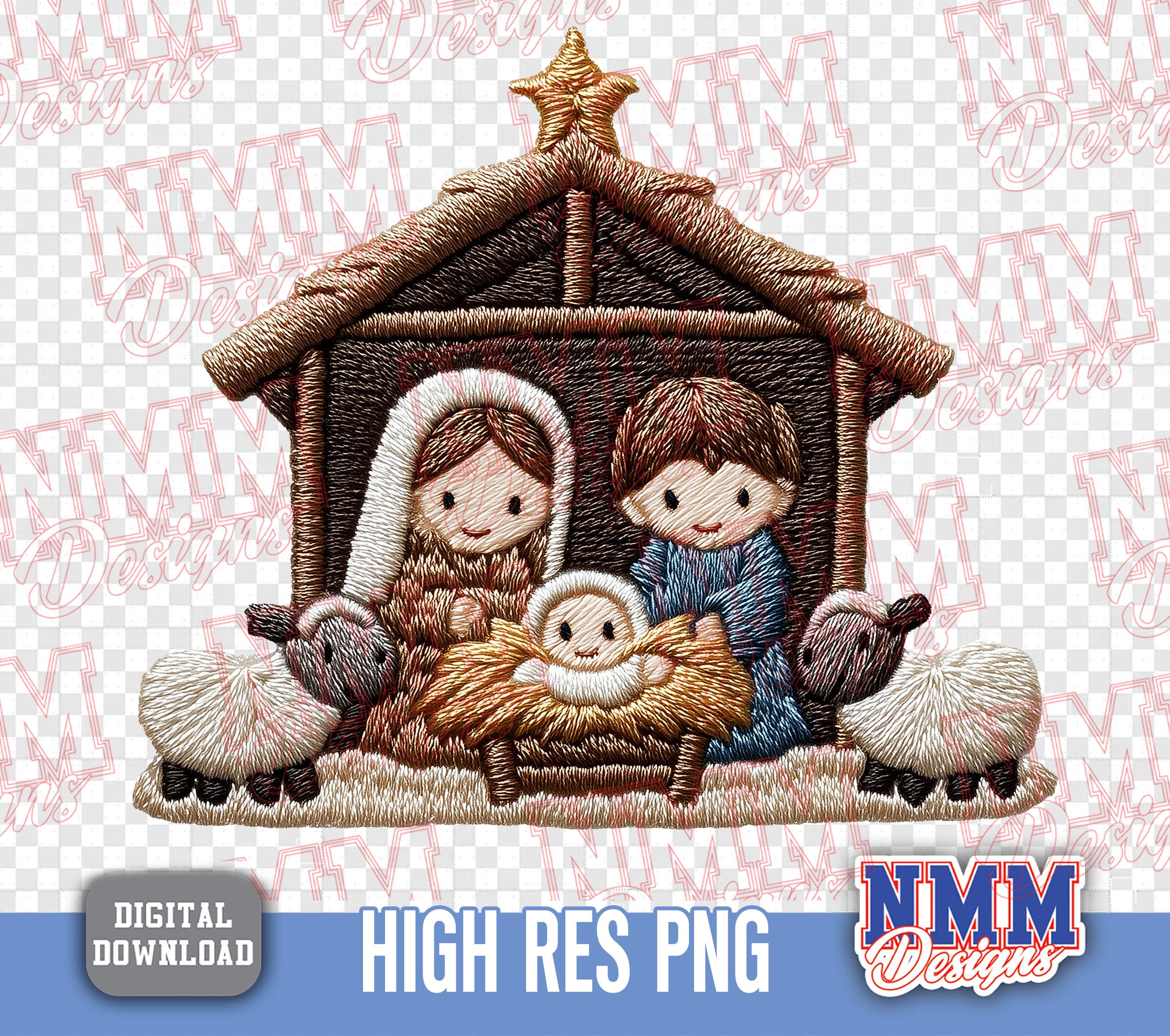 キリスト降誕シーン PNG：クリスマス聖家族のフェイクヤーン（デジタル
