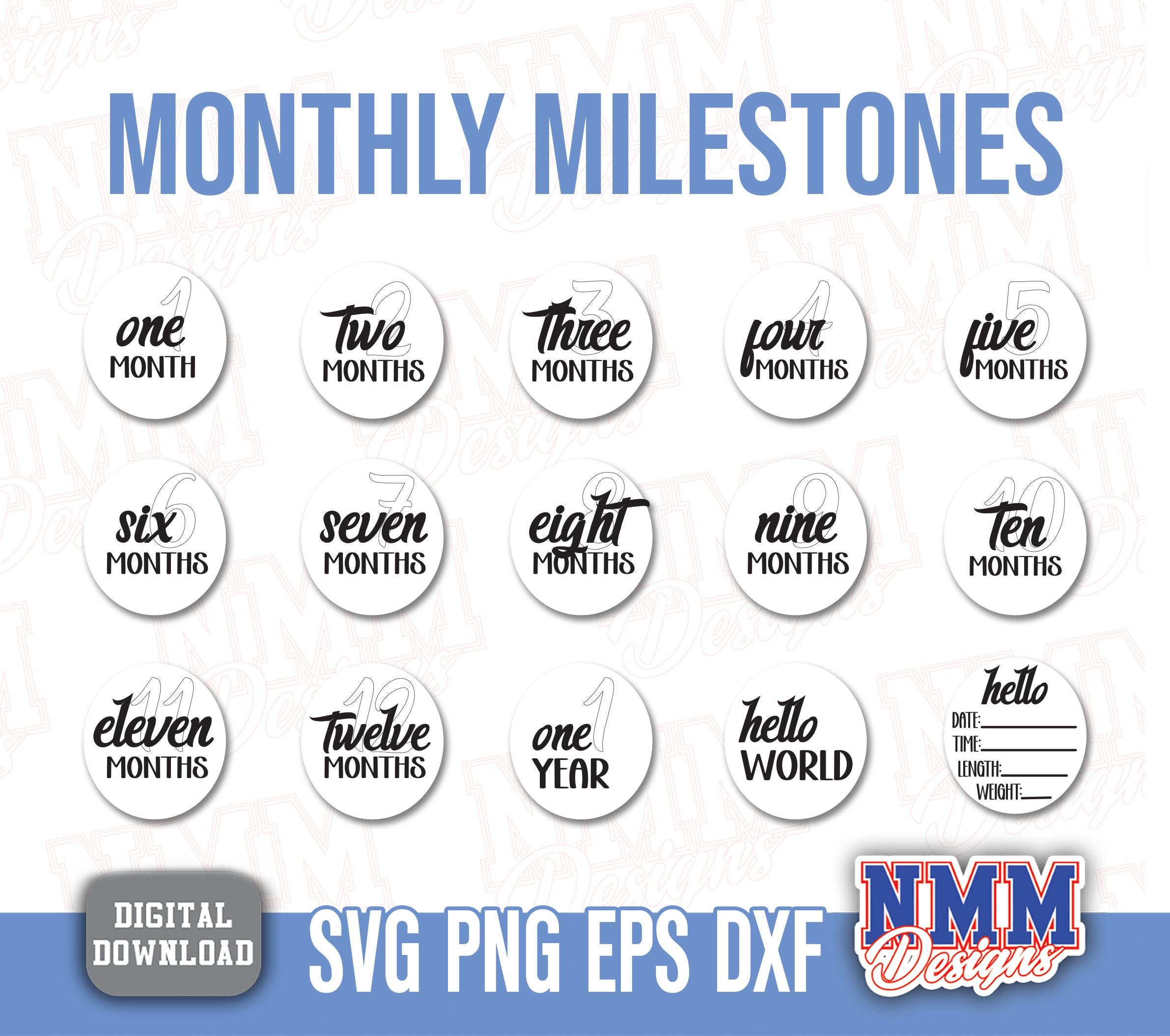 Baby Monthly Milestone Rounds SVG Bundle, Glowforge, Cricut (digital ...
