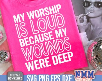 Loud Worship Christian PNG: minimalistische geloofsafbeelding (digitale download)