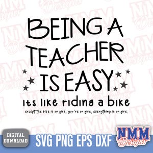 Funny Teacher SVG: Riding A Bike Design (Digital Download)