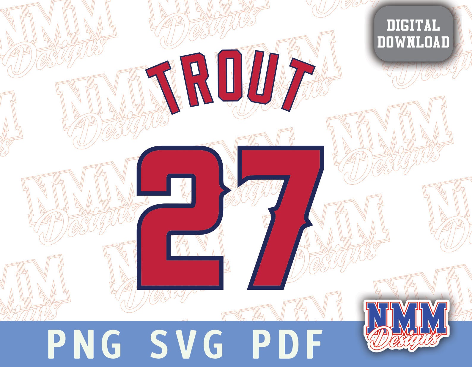 Trout Jersey Svg Png, Pdf, Svg Files for Cricut, Vinyl Cut File