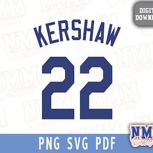Camiseta Kershaw en archivos SVG, PNG y PDF, SVG para Cricut, archivo de corte de vinilo para camisetas y tazas, termoadhesivo para deportes escolares