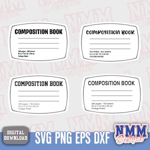 Composition Notebook Bundle SVG PNG | Digital Journal Cover Designs for Cricut & Silhouette, Instant Download, DIY Printable Planner Pages