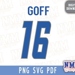 Goff Jersey svg png, pdf , svg Dateien für Cricut, Vinylschnittdatei, für Shirts und Tassen, Aufbügeln für den Schulsport