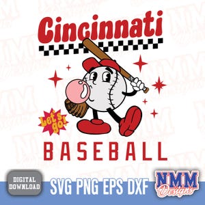 Cincinnati Baseball SVG | Retro Cricut Design, Vinyl Schnitt Dateien & Aufbügeln | PDF PNG-Formate enthalten