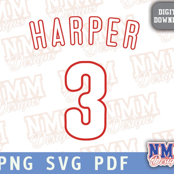 Harper Jersey svg png, pdf, svg files for cricut, vinyl cut file, for shirts and mugs, iron on School Sports