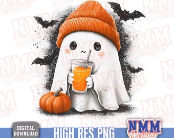 Bougie Ghost PNG: Halloween Coffee Mug & Sticker Design (Digital Download)