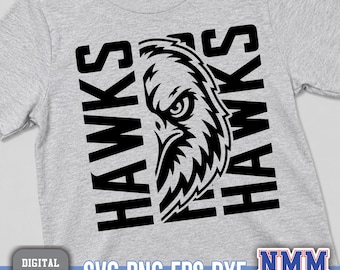 Hawks Mascot SVG PNG, School Spirit Bundle Design (Digital Download)