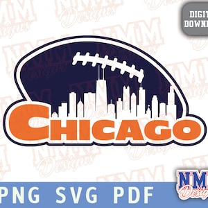Arquivo de futebol SVG do time de futebol americano do Chicago Sports, arquivo de vinil digital de corte para Cricut Silhouette