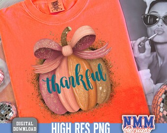 Coquette citrouille PNG : conception de chemise tendance pour Thanksgiving (téléchargement numérique)